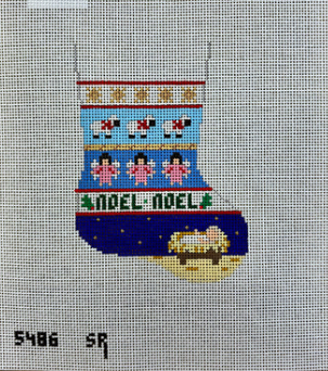 5486 SR- Susan Roberts Lamb, Angels, Jesus Stripe - Mini Stocking