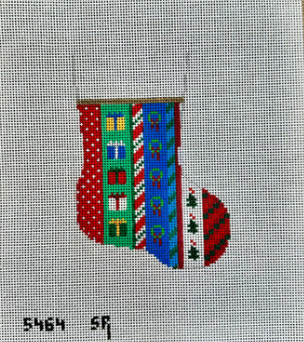 5464 SR- Susan Roberts Presents, Vertical Stripe, Mini Stocking